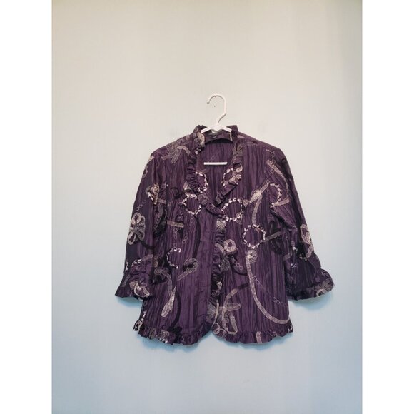 dressbarn Jackets & Blazers - Dressbarn Womens S Jacket Purple Crepe Ribbon Bows Coquette Whimsy Evening Wear